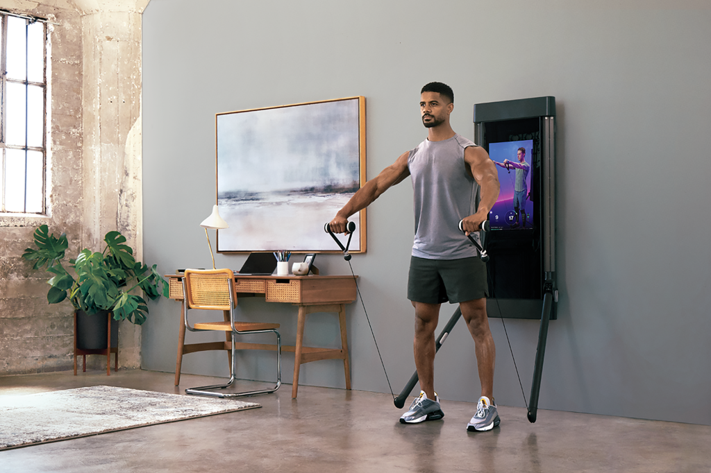 Man working out at home